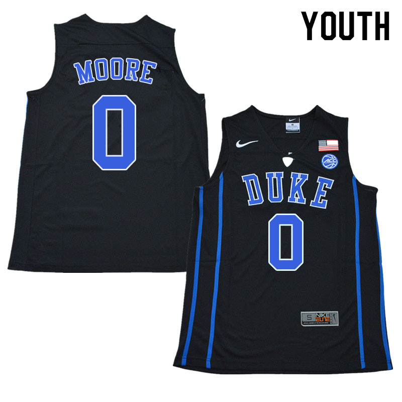 Youth #0 Wendell Moore Duke Blue Devils College Basketball Jerseys Sale-Black